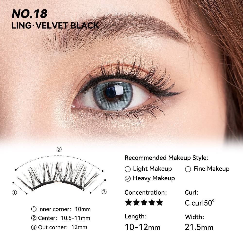 Soft Magnetic Eyelashes - Velvet Black No.18 All-in-One Box)