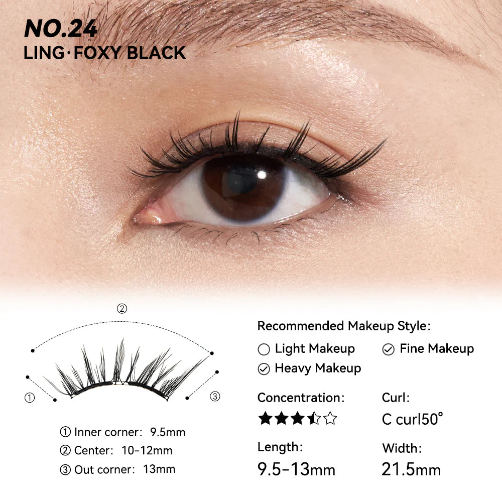 Soft Magnetic Eyelashes - Foxy Black No.24 (All-in-One Box)